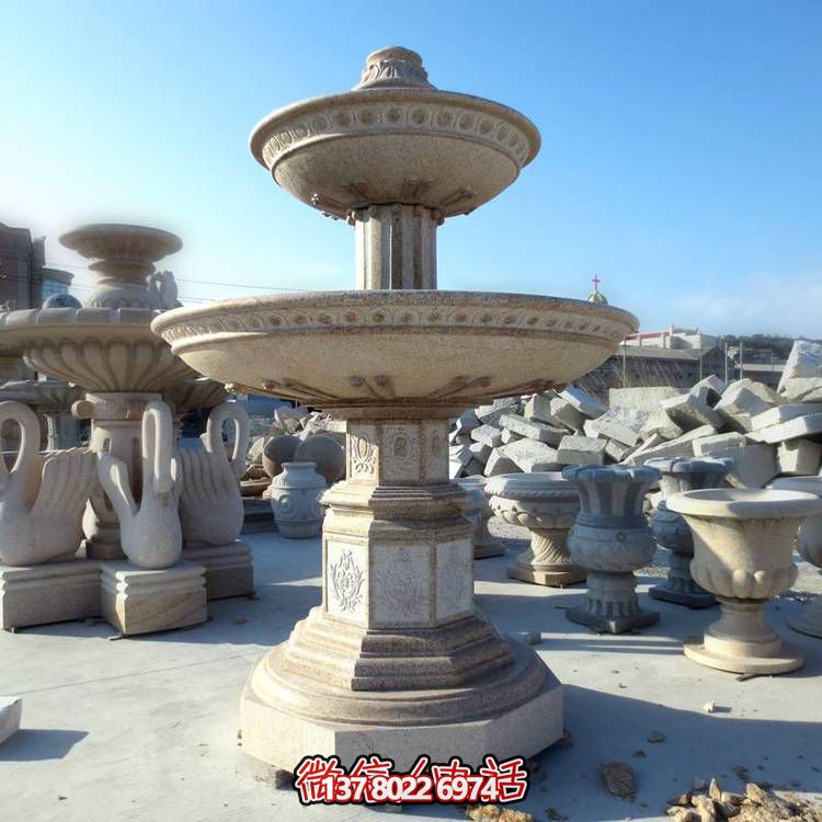 歐式黃銹石噴泉流水轉動球，點綴酒店會所景觀