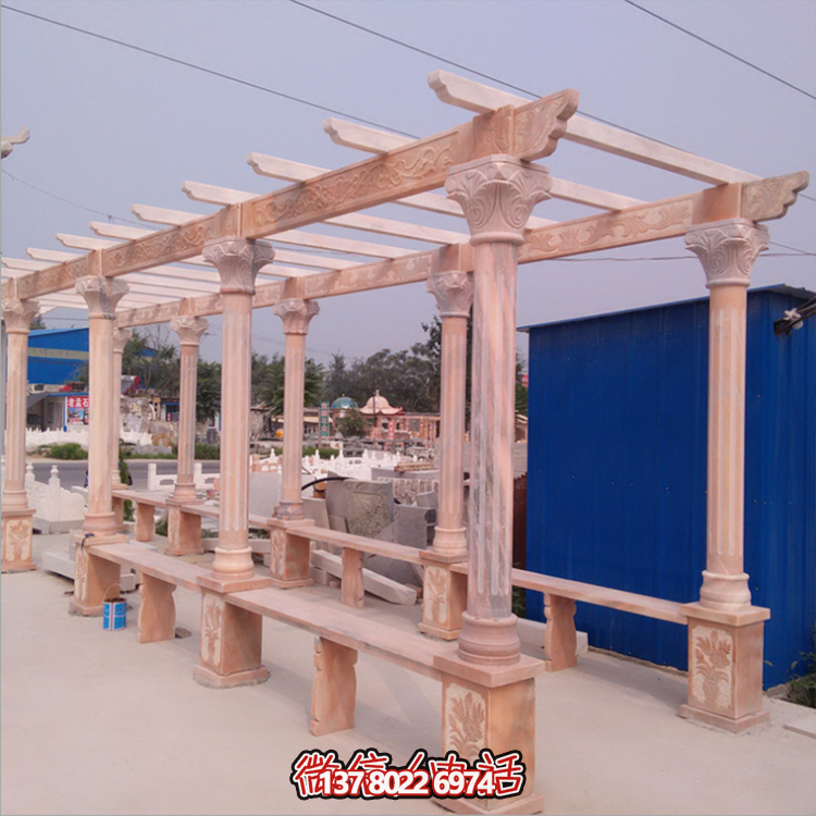 晚霞紅石雕花架長(zhǎng)廊過(guò)道精美絕倫的家居裝飾藝術(shù)