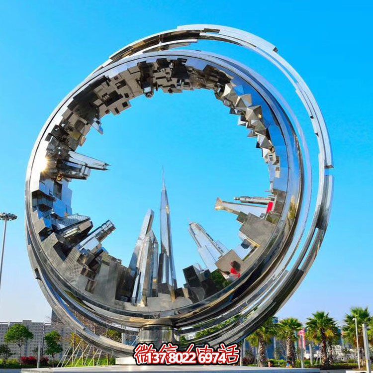 不銹鋼抽象齒輪雕塑，點綴園林景觀