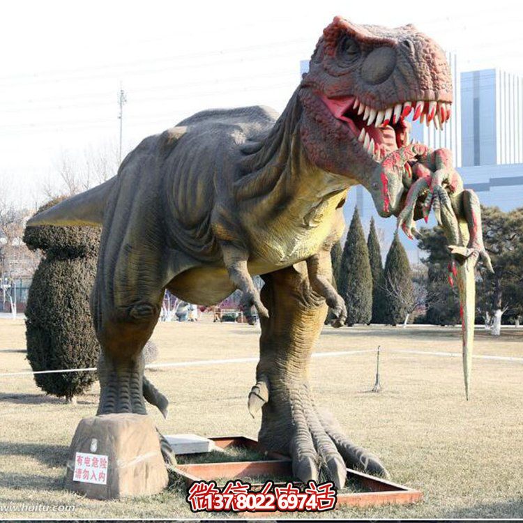 玻璃鋼仿真恐龍雕像，為動(dòng)物園、園林等戶(hù)外場(chǎng)所擺放