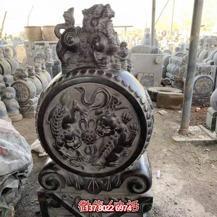 仿古青石石雕抱鼓雕塑，裝點庭院門口