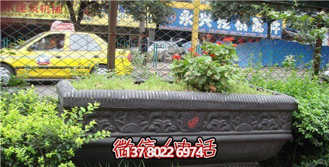 經典創(chuàng)意仿古青石浮雕花盆雕塑