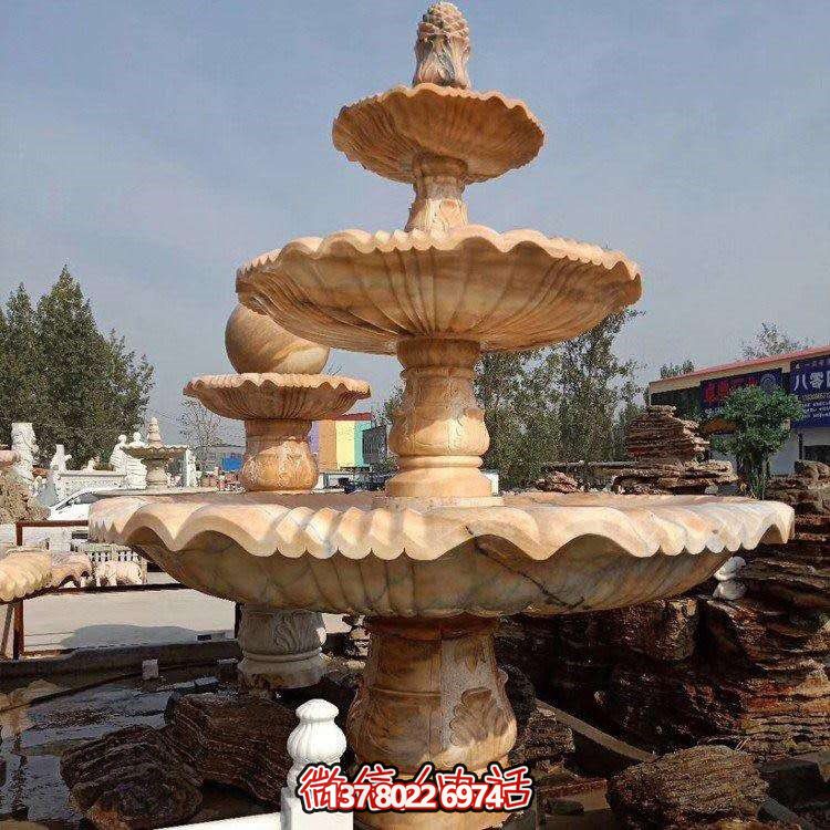 紅石材雕刻層噴泉，點綴天然晚霞水園林