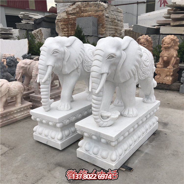 大理石石雕大型動(dòng)物雕塑，點(diǎn)綴庭院別墅門口