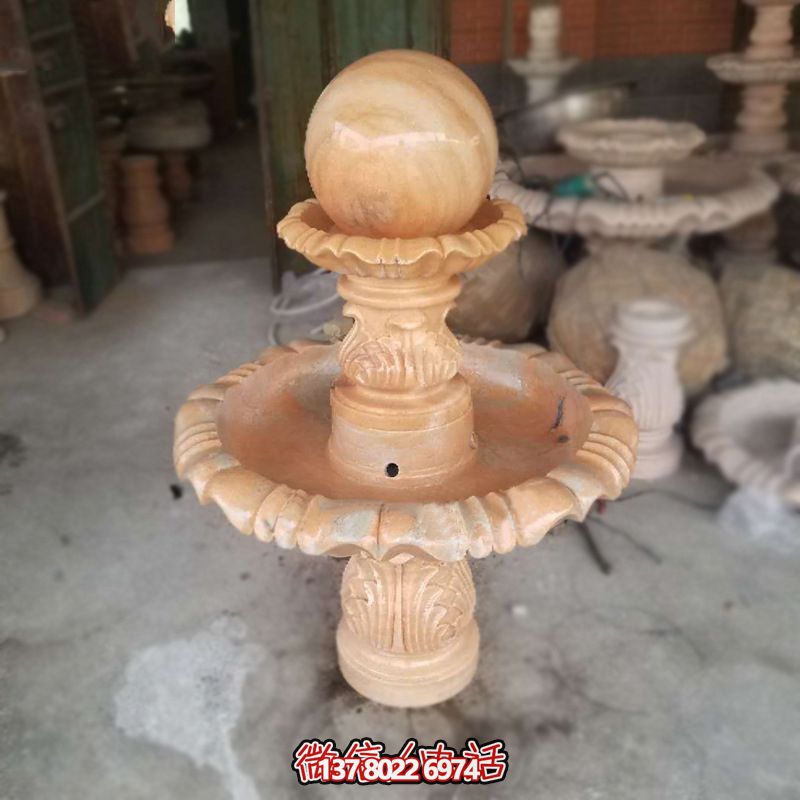 家用小型晚霞紅風水球噴泉雕塑 家用小型晚霞紅風水球噴泉雕塑