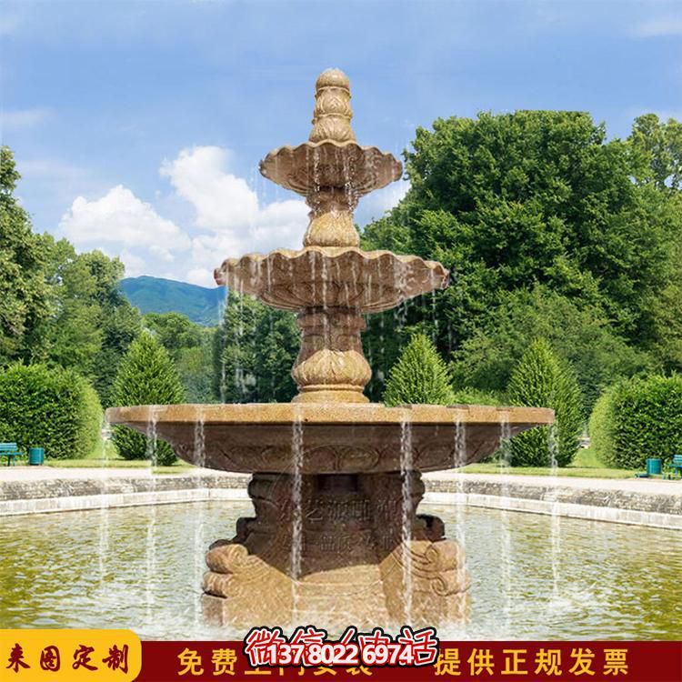 流水紅晚霞，石雕戶外景區擺件