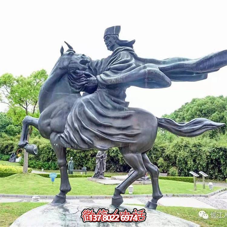 古典仿銅騎馬雕塑，玻璃鋼創意廣場裝飾