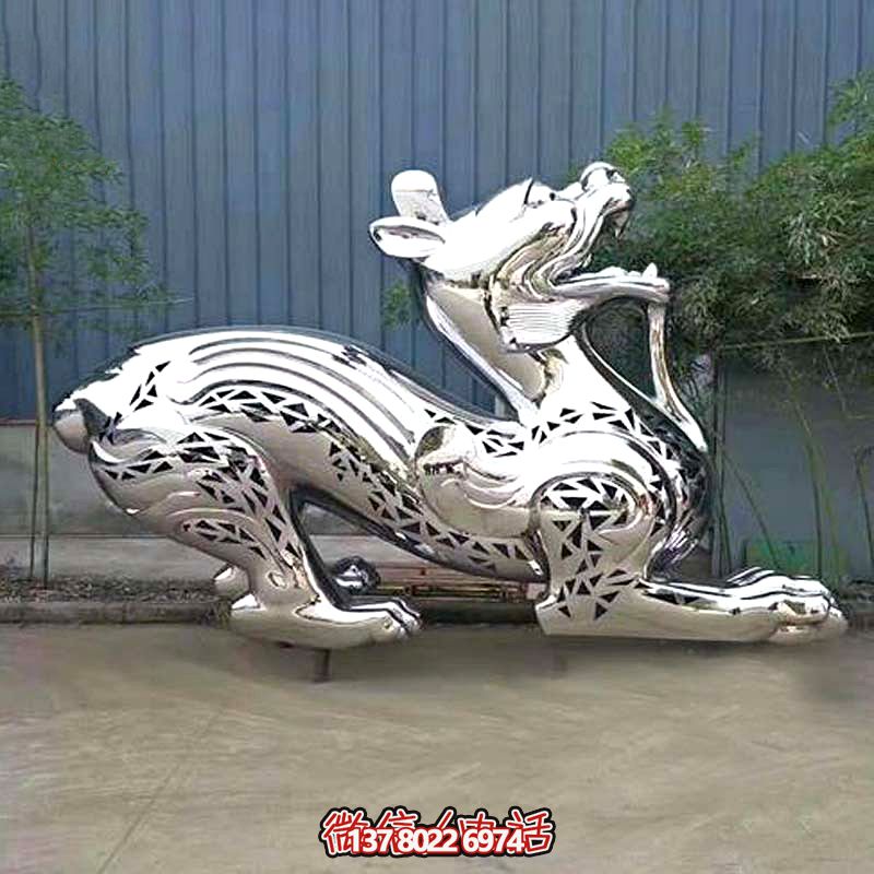 戶外園林不銹鋼鏡面鏤空創意貔貅雕塑 戶外園林不銹鋼鏡面鏤空創意貔貅雕塑