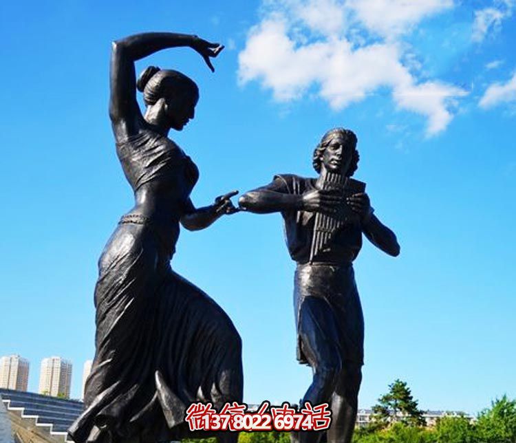 廣場西方人物跳舞玻璃鋼仿銅雕塑 廣場西方人物跳舞玻璃鋼仿銅雕塑