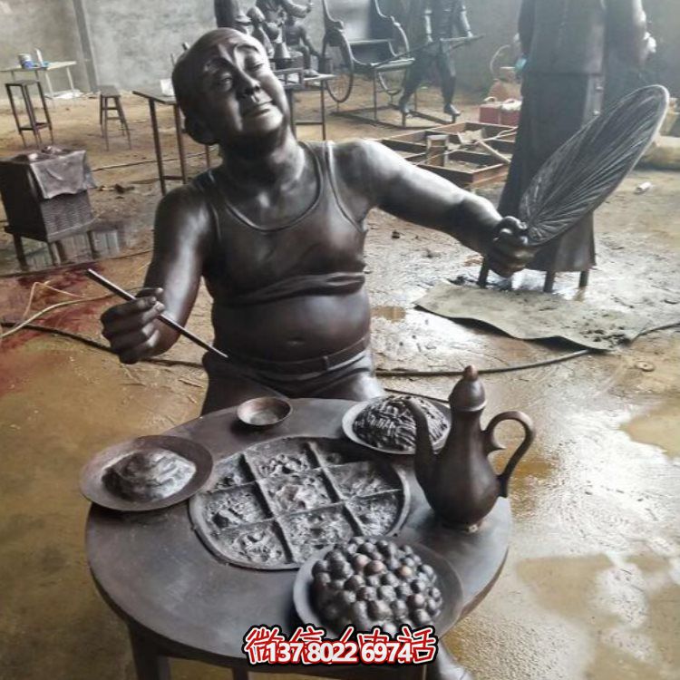 民俗情景創(chuàng)意小品農耕人物雕塑