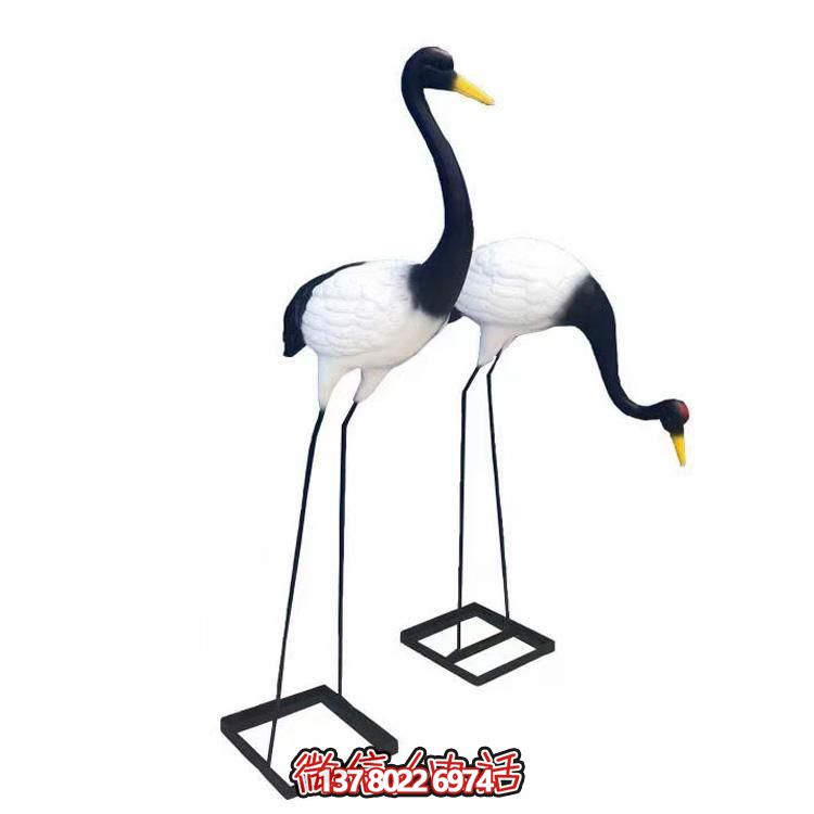 園林池塘擺放玻璃鋼仿真仙鶴動物小品