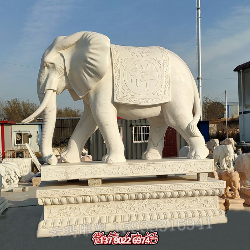 景區大型景觀大理石石雕大象雕塑 景區大型景觀大理石石雕大象雕塑