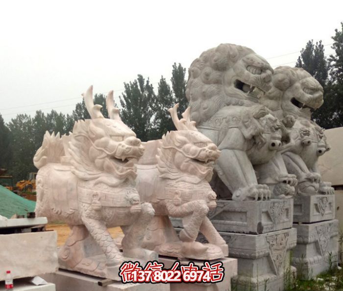 別墅庭院鎮(zhèn)宅石雕大理石麒麟雕塑 別墅庭院鎮(zhèn)宅石雕大理石麒麟雕塑