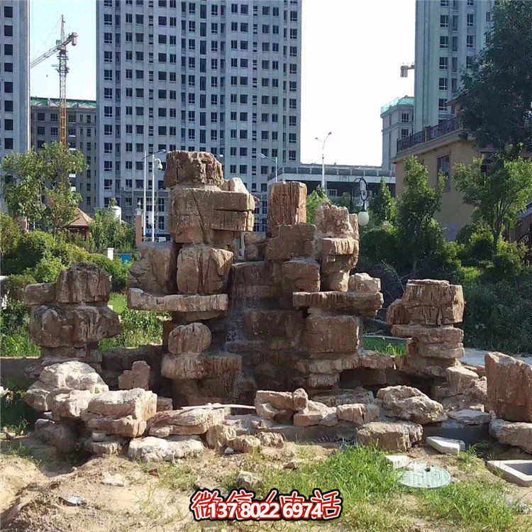 疊石假山，小區園林人造假山水景