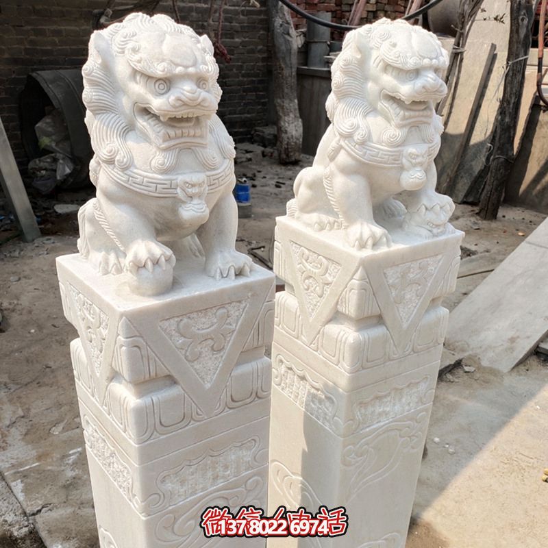 漢白玉獅子公園廣場擺放拴馬柱雕塑 漢白玉獅子公園廣場擺放拴馬柱雕塑